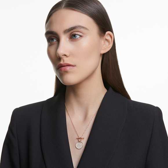 Sublima pendant, Pavé, White, 18K rose gold finish - Swarovski, 5567529