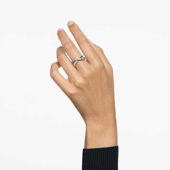 Twist ring, Round cut, White, Rhodium plated - Swarovski, 5572710