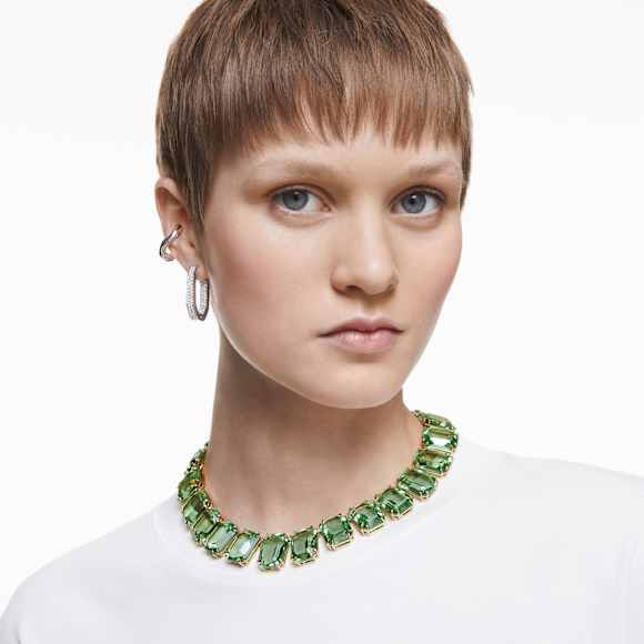 Collier Tennis Millenia, Cristaux oversize, Taille octogonale, Vert, Placage de ton or - Swarovski, 5598261