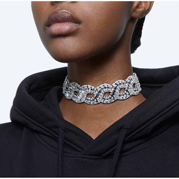 Hyperbola choker, Mixed cuts, Infinity, White, Rhodium plated - Swarovski, 5598359