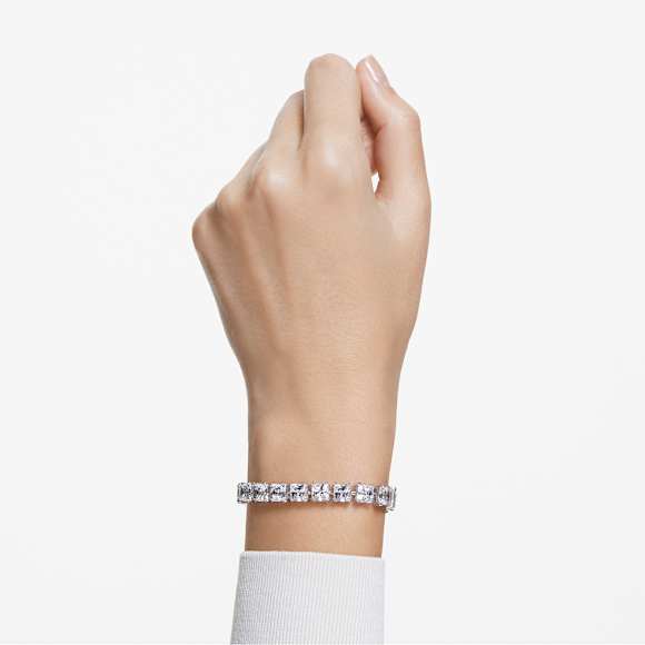 Millenia bracelet, Square cut, Small, White, Rhodium plated - Swarovski, 5599202