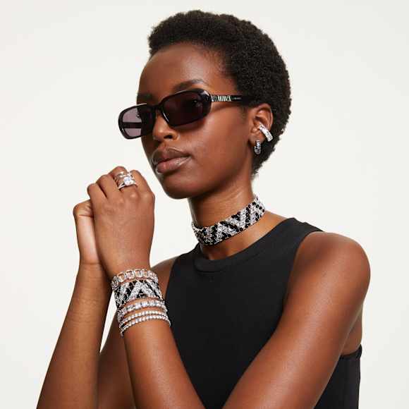 Pulsera Millenia, Talla cuadrada, Pequeña, Blanca, Baño de rodio - Swarovski, 5599202