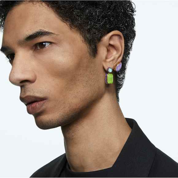 Clous d’oreille Chroma, Mono, Taille goutte, Multicolore, Placage de ton or - Swarovski, 5600524