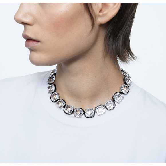 Harmonia choker, Cushion cut, White, Mixed metal finish - Swarovski, 5600942