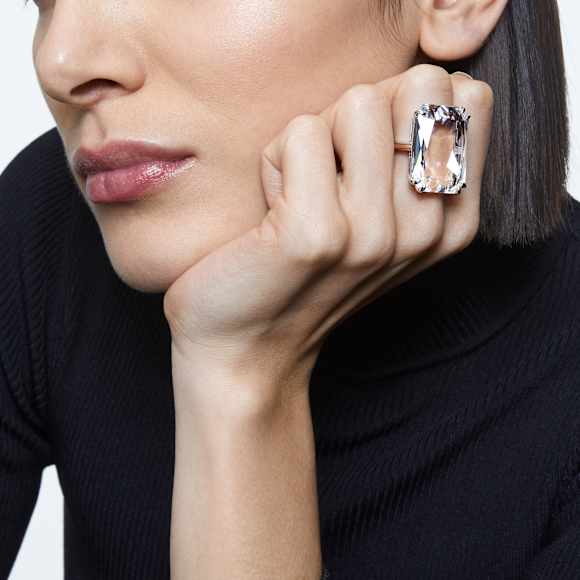 Mesmera Cocktailring, Übergroßer Kristall, Weiß, Rhodiniert - Swarovski, 5610370