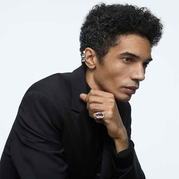 Mesmera cocktail ring, Octagon cut, White, Rhodium plated - Swarovski, 5610380