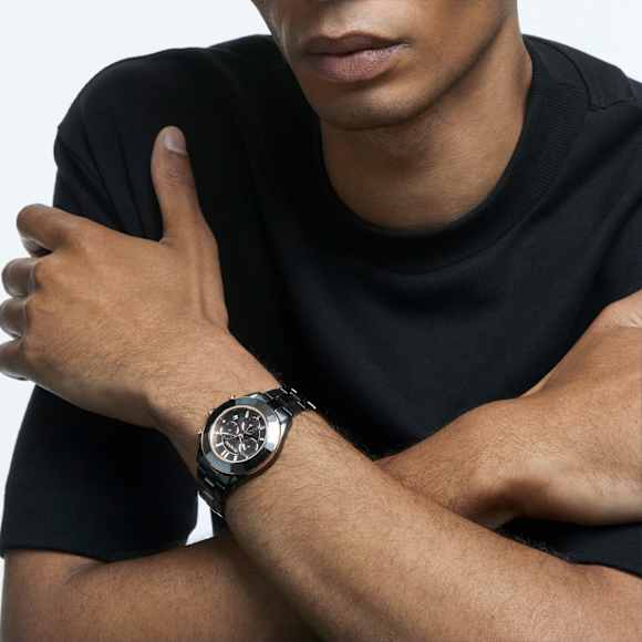 Montre Octea Lux Sport, Fabriqué en Suisse, Bracelet en métal, Noir, Finition noire - Swarovski, 5610472