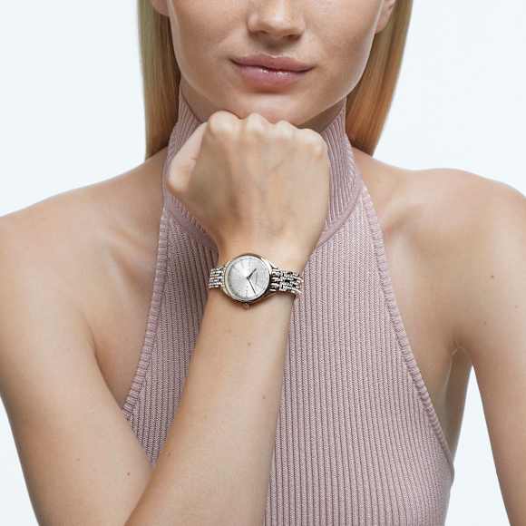 Attract Klocka, Schweizisktillverkad, Pavé, Kristallarmband, Guldfärgad, Champagnefärgad guldfinish - Swarovski, 5610484