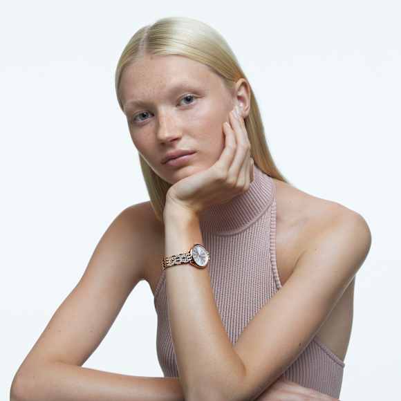Attract Uhr, Schweizer Produktion, Pavé, Metallarmband, Roséfarben, Roségoldfarbenes Finish - Swarovski, 5610487
