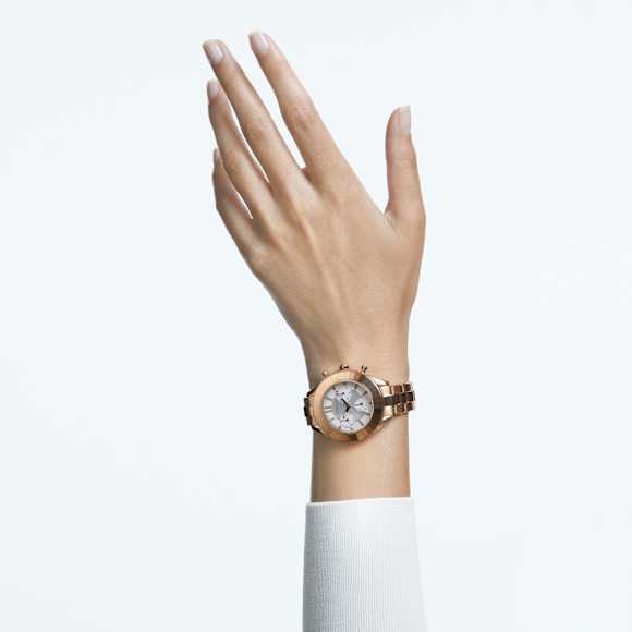 Octea Lux Sport Uhr, Schweizer Produktion, Metallarmband, Roséfarben, Roségoldfarbenes Finish - Swarovski, 5612194