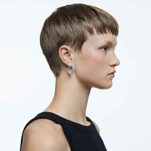 Pendientes de aro Millenia, Talla octogonal, Blancos, Baño de rodio - Swarovski, 5612673