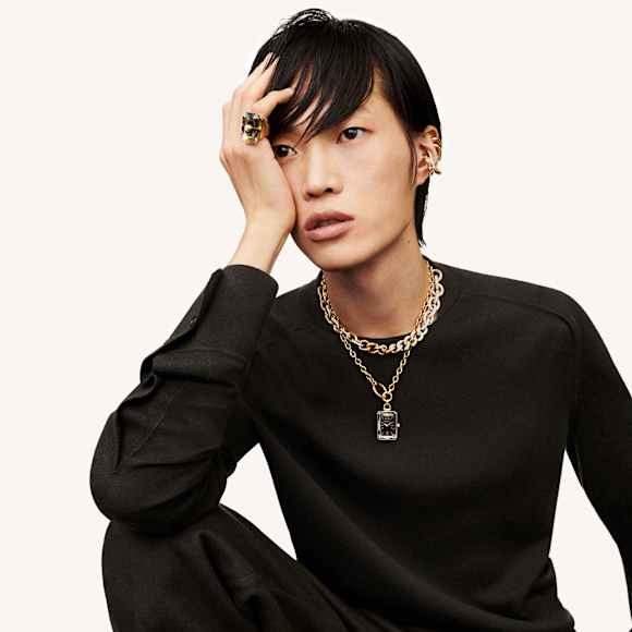 Dextera ネックレス, ミックスリンク, ホワイト, ゴールドトーン・プレーティング - Swarovski, 5613388