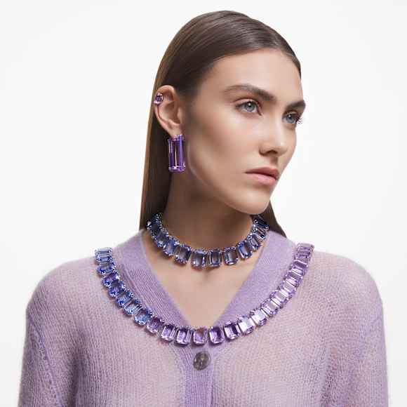 Lucent 大圈耳環, 方形, 紫色 - Swarovski, 5613550
