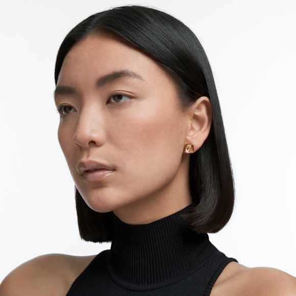 Matrix stud earrings, Pyramid cut, Yellow, Gold-tone plated - Swarovski, 5613680