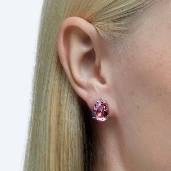 Gema Ohrstecker, Tropfenschliff, Rosa, Rhodiniert - Swarovski, 5614455