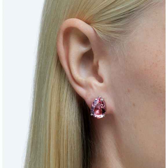 Gema Ohrstecker, Tropfenschliff, Rosa, Rhodiniert - Swarovski, 5614455
