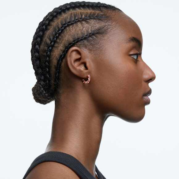 Anneaux d'oreilles Matrix, Taille Triangle, Petites, Roses, Placage de ton or rosé - Swarovski, 5614930