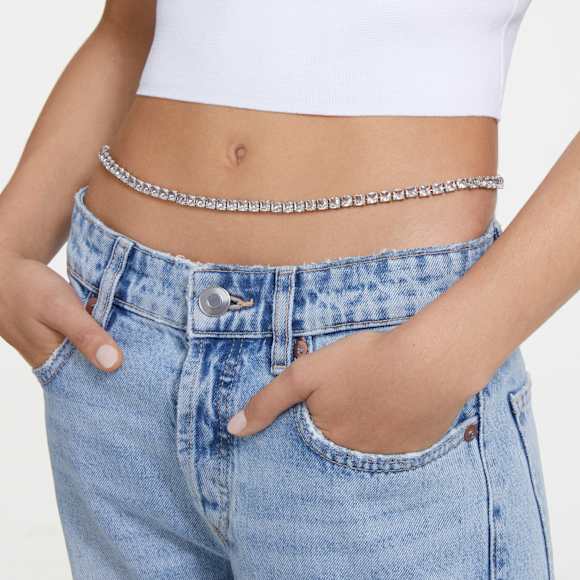Belt, Square cut, White, Rhodium plated - Swarovski, 5615860