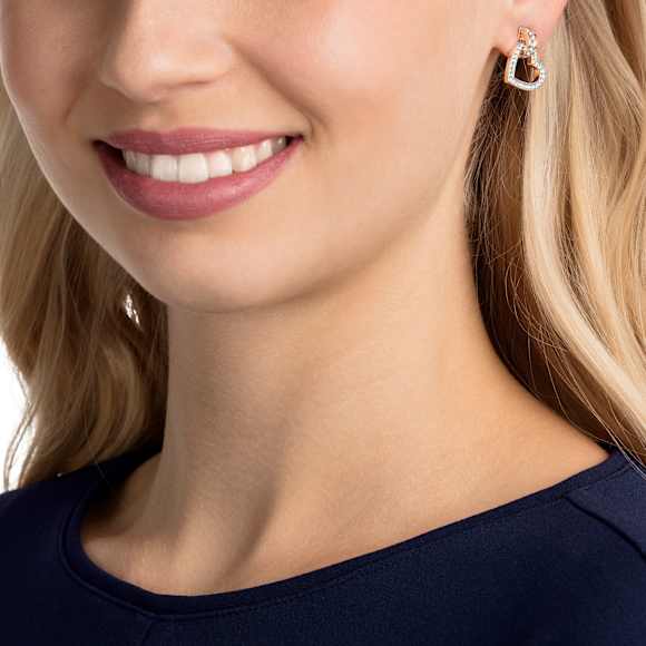 Orecchini a lobo Lovely, Cuore, Bianchi, Finitura oro rosa 18K - Swarovski, 5616477