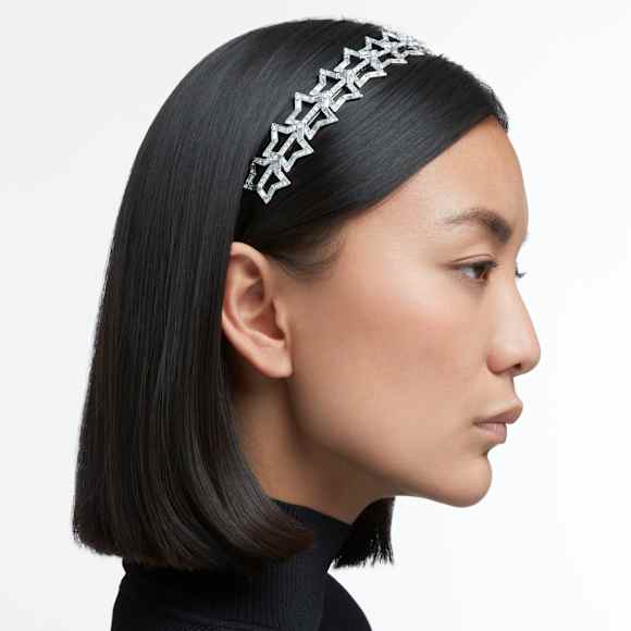 束发带, 星星, 白色, 镀铑 - Swarovski, 5617758