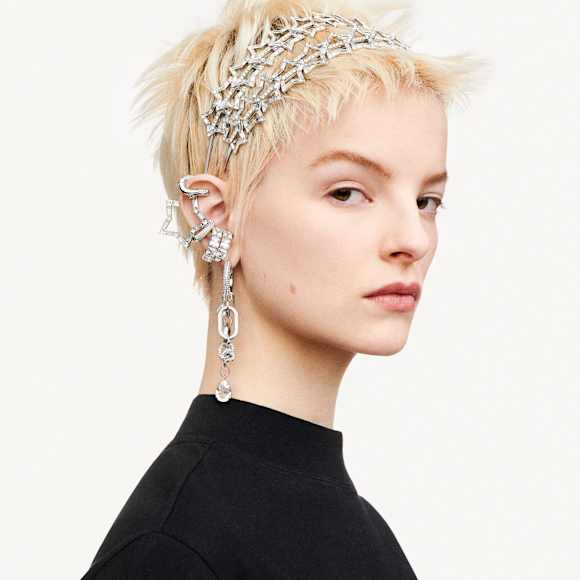 束发带, 星星, 白色, 镀铑 - Swarovski, 5617758