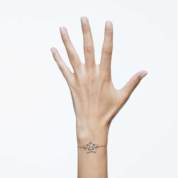 Stella bracelet, Mixed cuts, Star, White, Rose gold-tone plated - Swarovski, 5617882