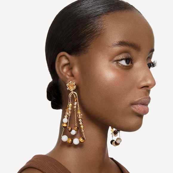 Pendants d'oreilles Somnia, Chandelier, Extra-longs, Multicolores, Placage de ton or - Swarovski, 5618294