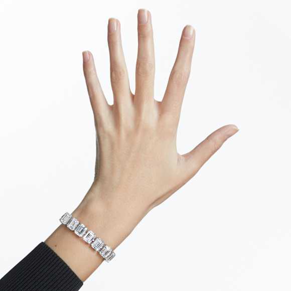 Matrix Tennis bracelet, Octagon cut, White - Swarovski, 5618699