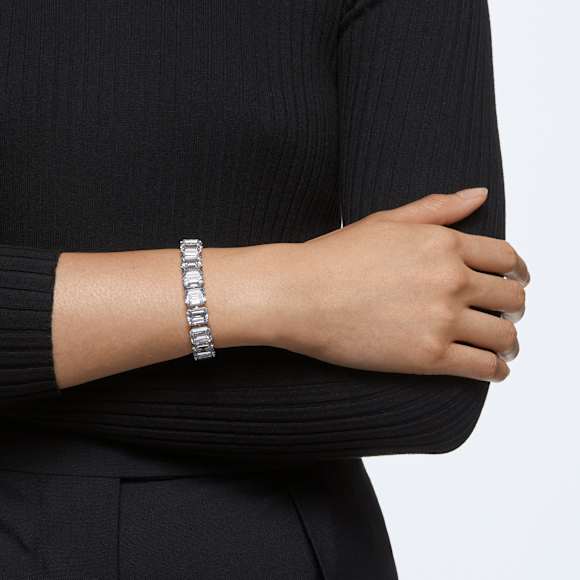Matrix Tennis bracelet, Octagon cut, White - Swarovski, 5618699