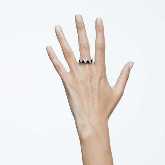 Ortyx リング, トライアングルカット, ブラック, ロジウム・プレー