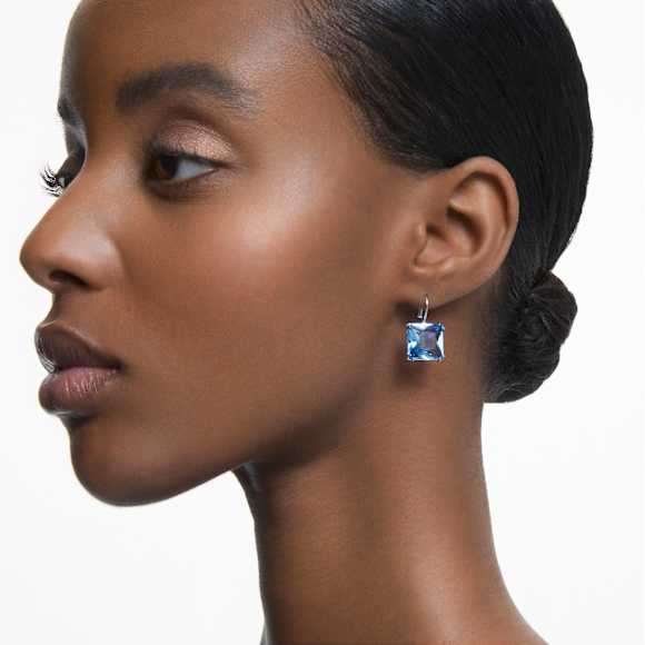Pendientes Millenia, Talla cuadrada, Azules, Baño de rodio - Swarovski, 5619472