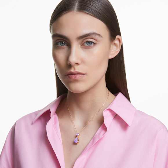 Collier Chroma, Taille goutte, Petit, Multicolore, Placage de ton or - Swarovski, 5619786