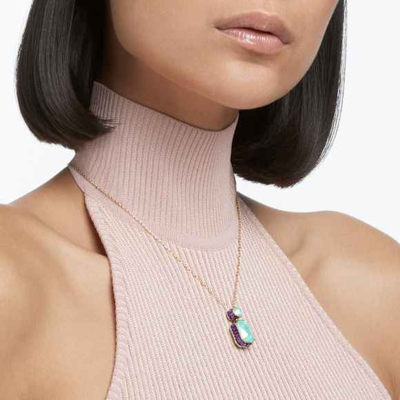 Collier Orbita, Taille octogonale, Multicolore, Placage de ton or - Swarovski, 5619787