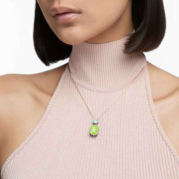 Collier Orbita, Taille octogonale, Multicolore, Placage de ton or - Swarovski, 5619787