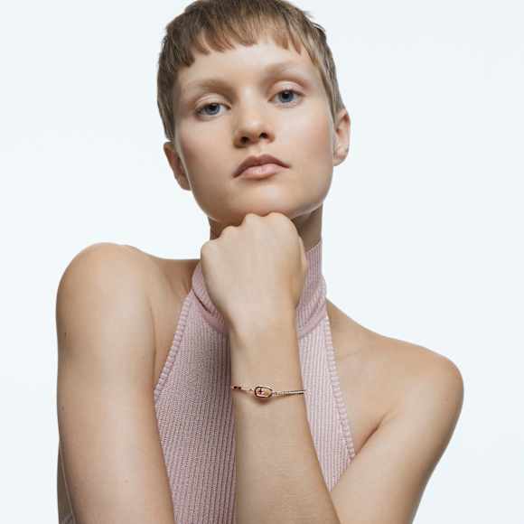 Una bracelet, Round cut, Oval shape, Red, Rose gold-tone plated - Swarovski, 5620553