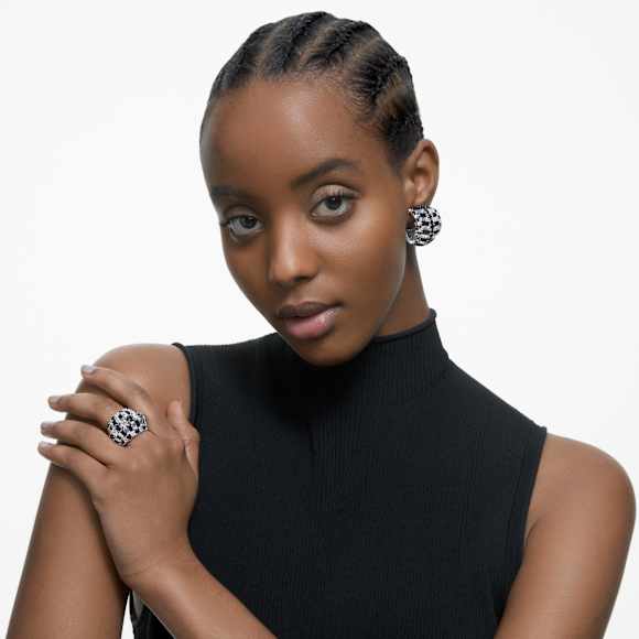 Koktajl prstan Hyperbola, Mešani rezi, Črn, Prevleka iz rodija - Swarovski, 5620656