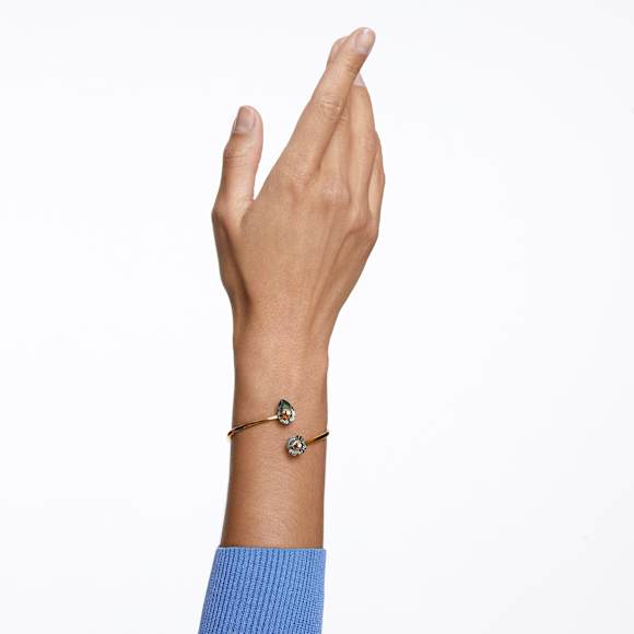 Pevný náramek Numina, Různé výbrusy, Šedá, Pokoveno ve zlatém odstínu - Swarovski, 5620753