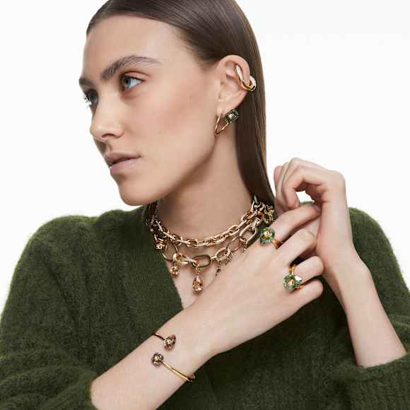 Numina gyűrű, Körte metszés, Zöld, Aranytónusú bevonattal - Swarovski, 5620767