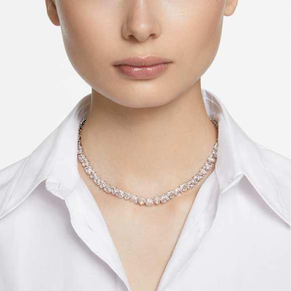 Millenia necklace, Trilliant cut, White, Rhodium plated - Swarovski, 5621138