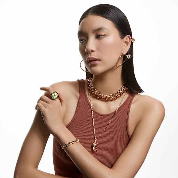 สร้อยข้อมือ Dextera, ฝังแบบพาเว่, ขาว, เคลือบโทนสีทอง - Swarovski, 5622223