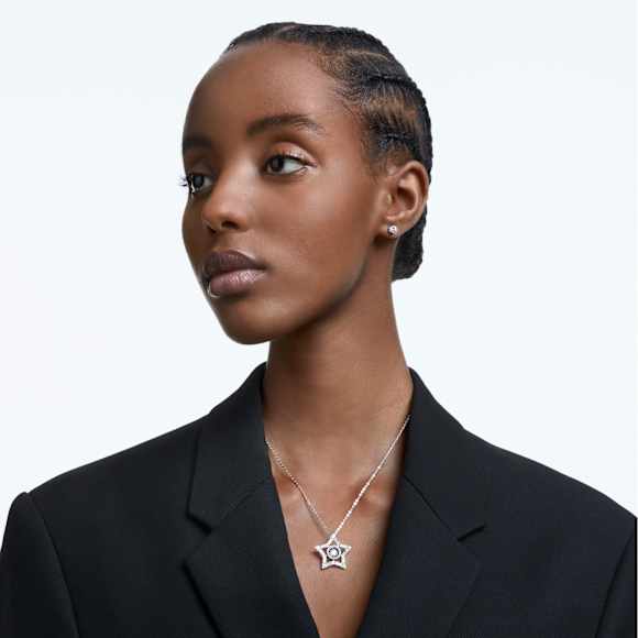 Stella set, Mixed cuts, Star, White, Rhodium plated - Swarovski, 5622729