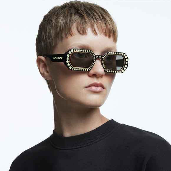 太阳眼镜, 八边形、密镶, SK0345 01A, 黑色 - Swarovski, 5625300