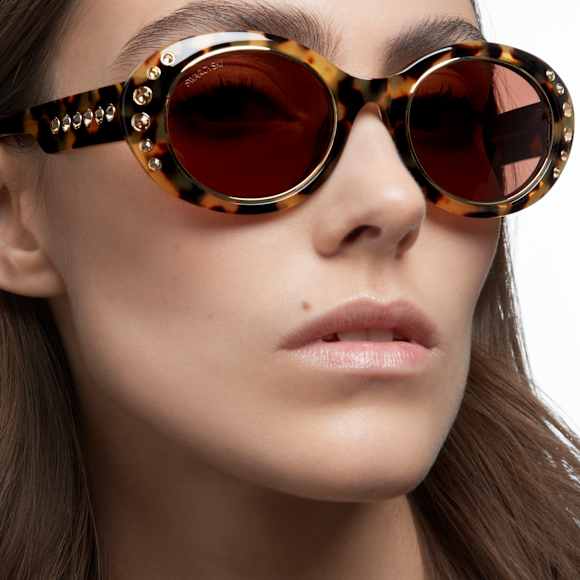 Sunglasses, Oversized, Pavé, SK0346 52E, Brown - Swarovski, 5625304