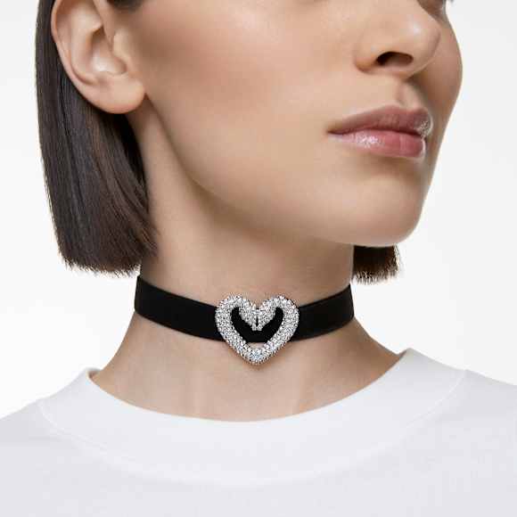 Sublima 束颈项链, 心形, 白色, 镀铑 - Swarovski, 5626179