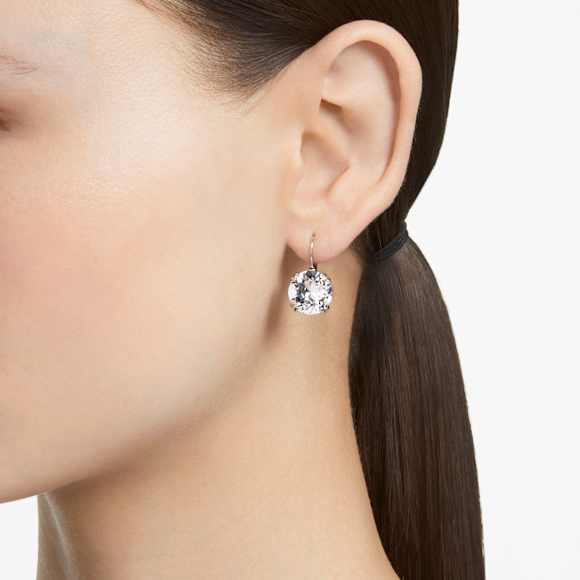 Millenia Drop-Ohrhänger, Rundschliff, Weiß, Rhodiniert - Swarovski, 5628351