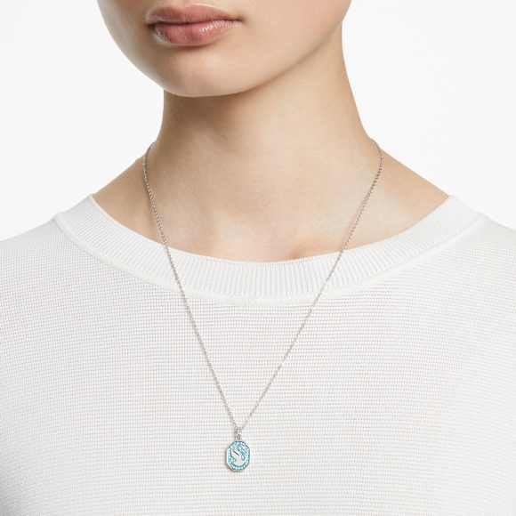 Přívěsek Signum, Labuť, Dlouhý, Modrá, Pokoveno rhodiem - Swarovski, 5628546