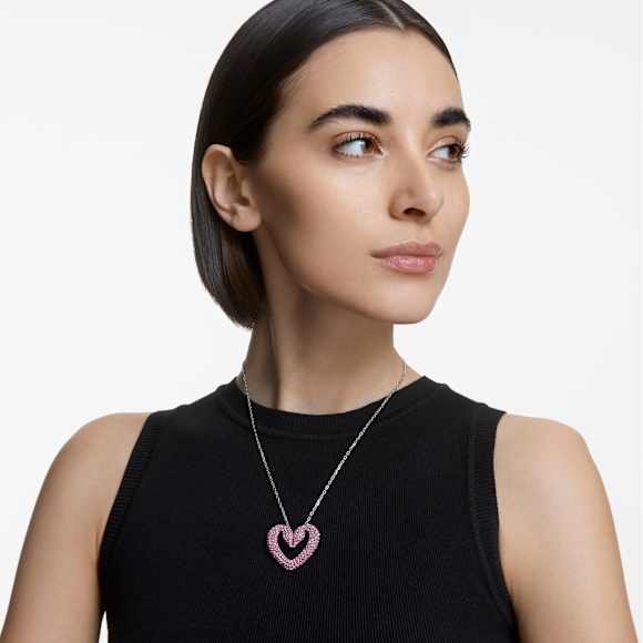 Pendentif Sublima, Cœur, Large, Rose, Métal rhodié - Swarovski, 5631931