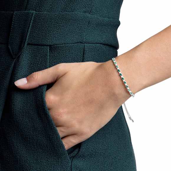 Matrix bracelet, Round cut, Green, Rhodium plated - Swarovski, 5632064