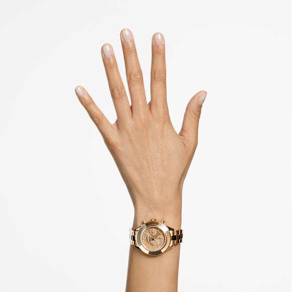 Octea Lux Sport watch, Swiss Made, Metal bracelet, Brown, Gold-tone finish - Swarovski, 5632472