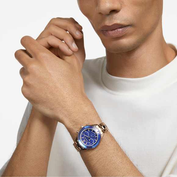 Orologio Octea Lux Sport, Fabbricato in Svizzera, Bracciale di metallo, Blu, Finitura in tonalità champagne dorato - Swarovski, 5632481